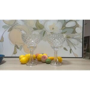 Pair of Fifth Avenue "Brussels" Cut Glass Pedestal Compote / Trifle Bowls